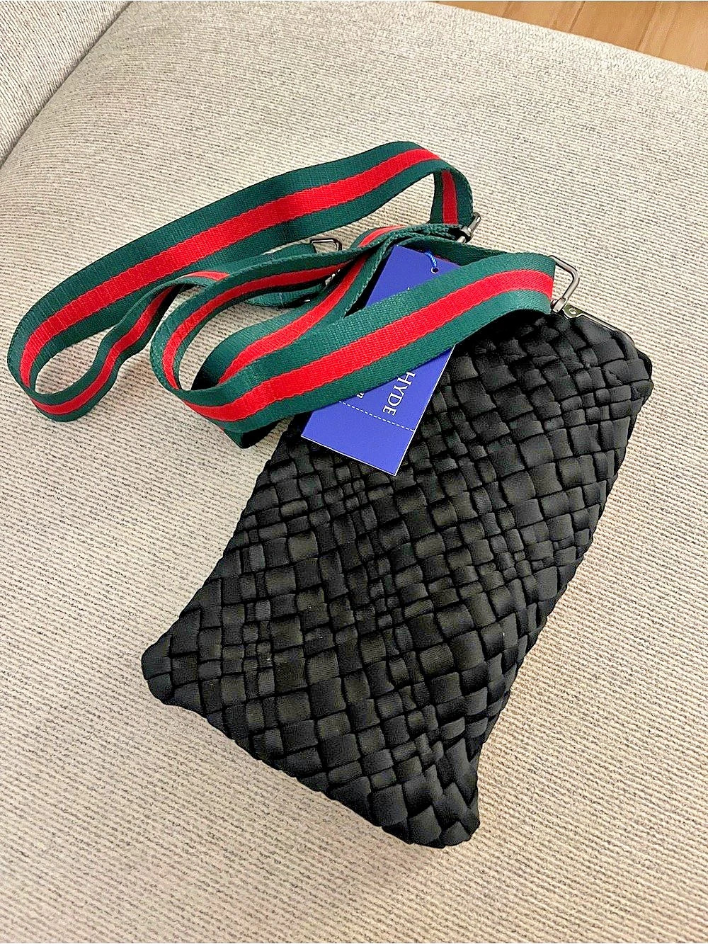 Parker & Hyde Woven City Crossbody Bag Black & Green